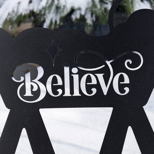 Glitzhome® Set of 3 Christmas Metal Silhouette Holy Family Yard Stake with Timer